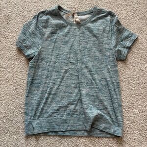 Athleta In Motion Heather Tee Womens S Teal Blue Space Dye Short Sleeve 798570